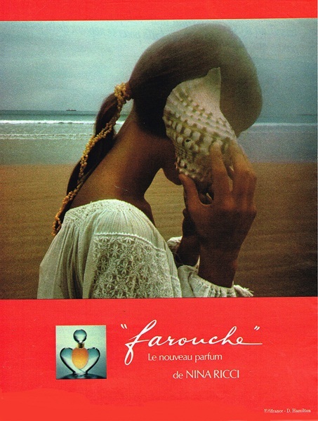 Рекламный постер Farouche Nina Ricci 1974 год. Купить духи Farouche Nina Ricci
