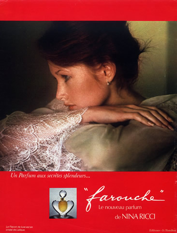 Рекламный постер Farouche Nina Ricci 1975 год. Купить духи Farouche Nina Ricci